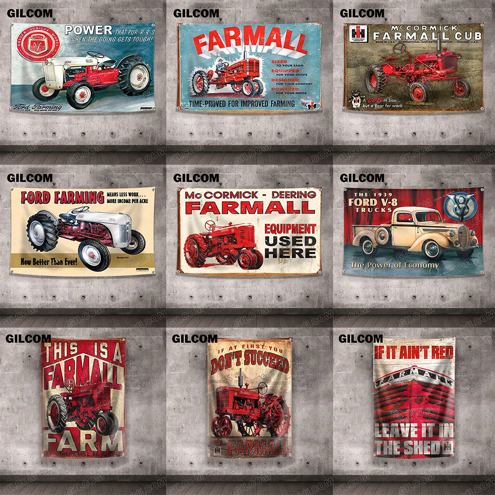Farm Truck Flag Farmall Power Menu Home Poster Bar Advertise Logo Sport Outdoor Club Digital Printing Banner Brass Grommet