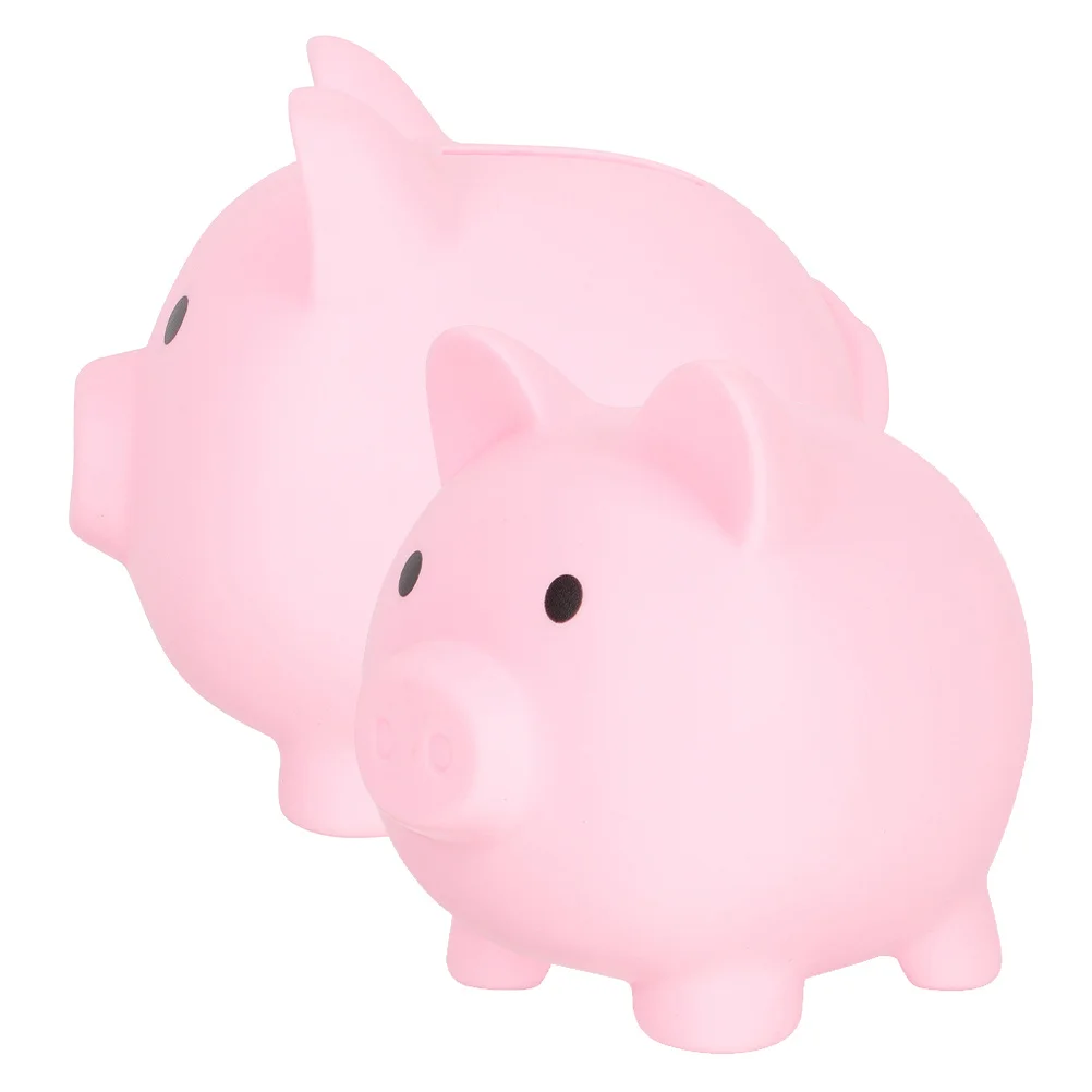 Tirelire en forme de cochon en vinyle, 2 pièces, jolie tirelire pour enfants, Pot d'économie de pièces de monnaie, banque décorative domestique pour économiser quotidiennes et anniversaire