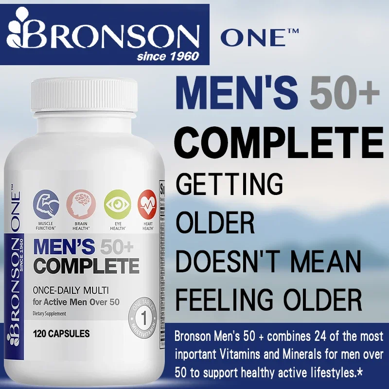 Men's 50+ Daily Super Multivitamin, High Potency Formula for Brain, Eye & Heart Health, Vitamins A C D E K B1 to B12 Gluten Free