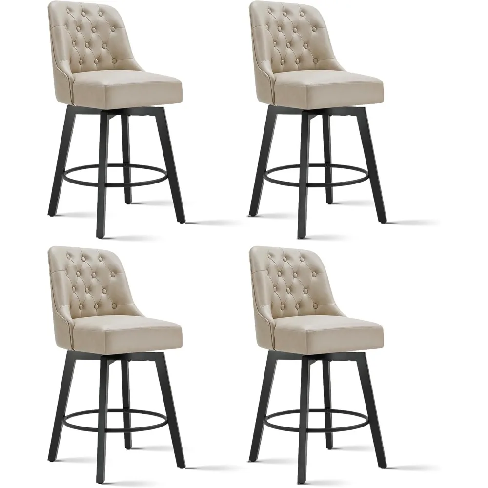 

Swivel Bar Stools with Back, 26" H Seat Counter Height Upholstered Fabric Barstools for Kitchen Island, Set of 4, Bar Stool