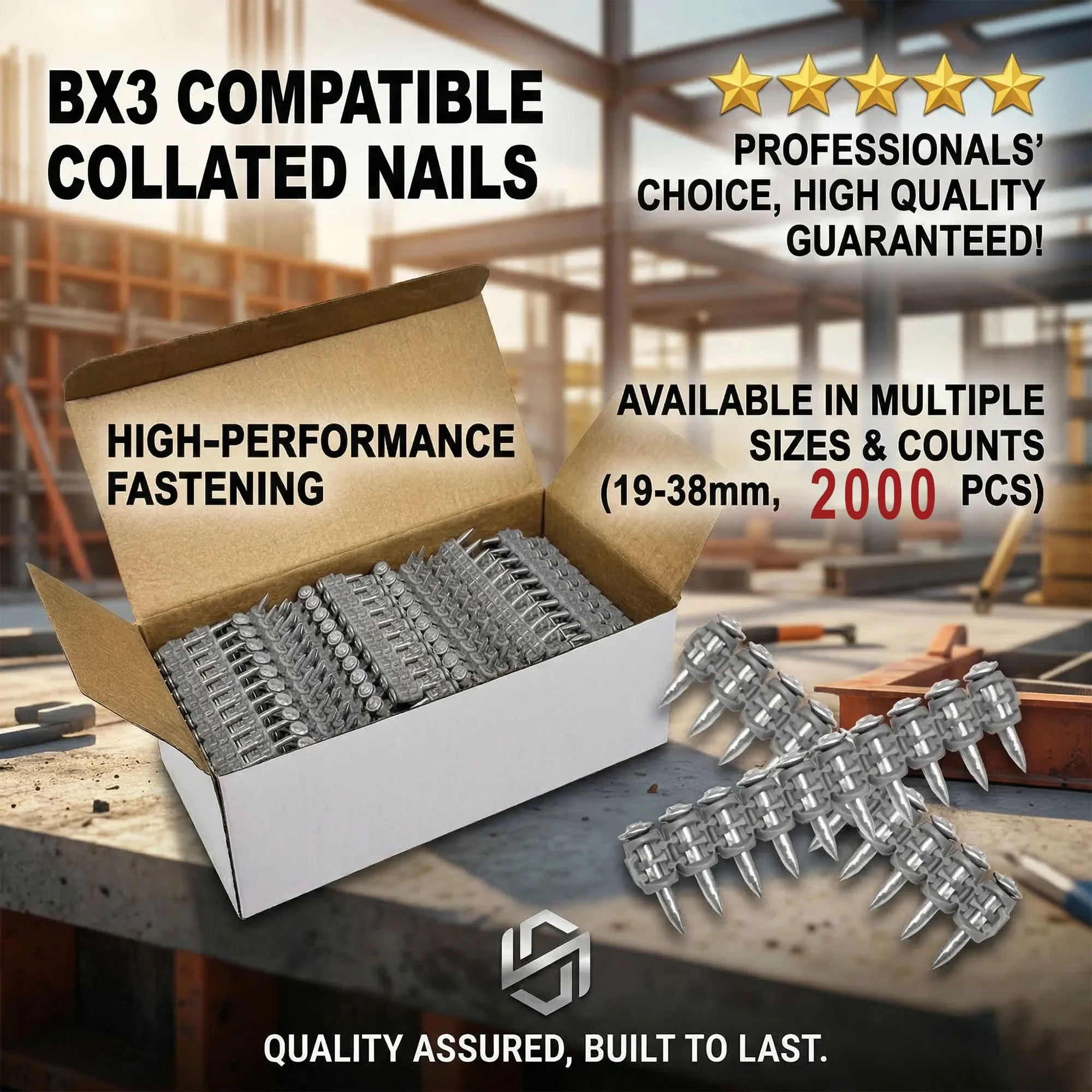 2000本入り-スチールコンクリート釘-3mmシャンク-ヒルティbx3用、19mm～38mm、セメント、金属、木造建築に最適