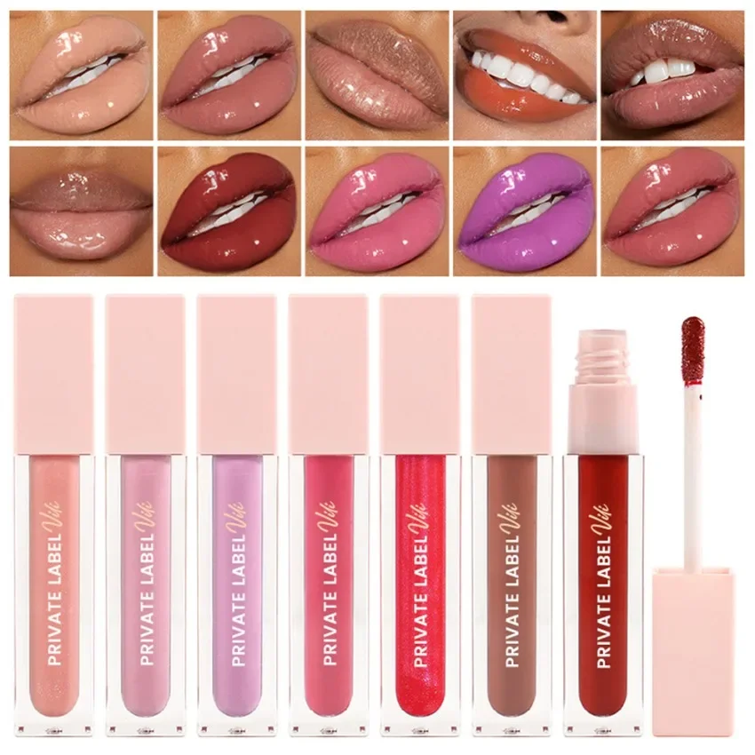 

Custom Logo 24 Color 6ml Lip Gloss Private Label Pigment Long Lasting Moisturizing Waterproof Non-stick Makeup Wholesale Vegan