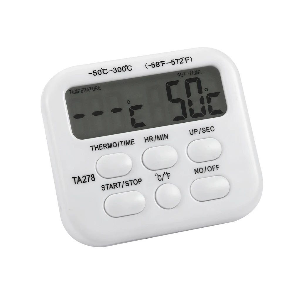 

Stainless Steel Digital Meat Thermometer Ta278 Bbq Food Cooking Temperature Alarm No White