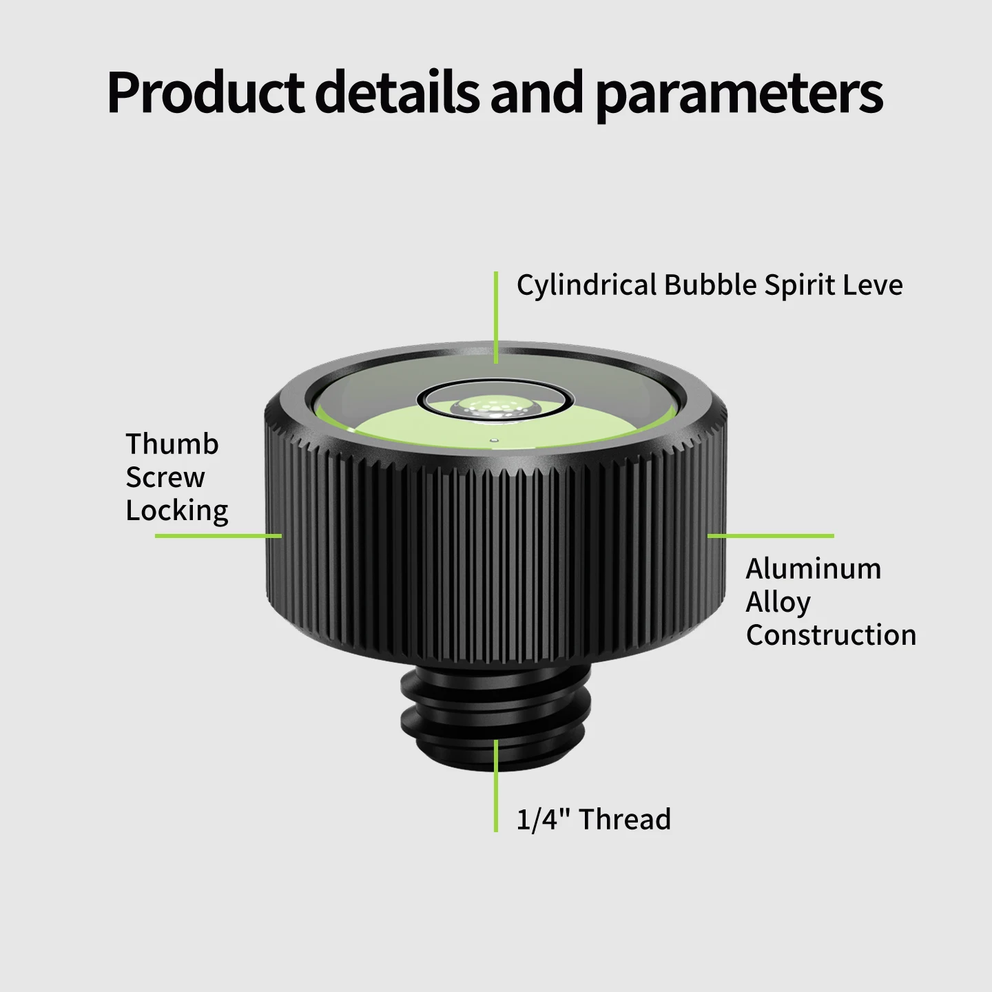 Bgning Wasserwaage mit 1/4-Zoll-Schraube aus Aluminiumlegierung, hochpräzise, für Sony, Canon, Panasonic DSLR-Kamera, Kamerakäfig, Stativ, Gimbal, Telefonclip – Detail 12