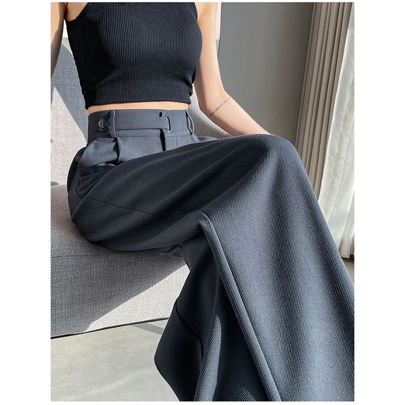 

Autumn Winter Simplicity Office Lady Suit Pants Women Fashion Solid Color High Waist Wide Leg Casual All-match Trend Straight