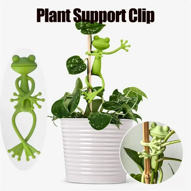 Cartoon Frog Plant Support Stand Anti Falling Plant Fixing Stake Lovely Garden Ornament Home Balcony Potted Plant Decor