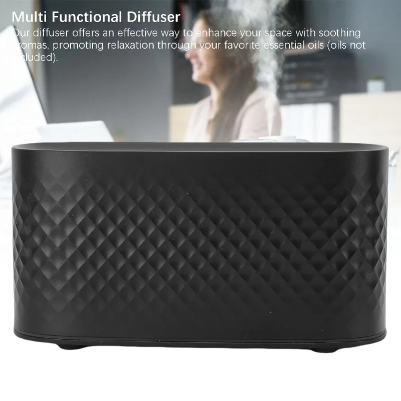 USB Air Humidifier Simulated Flame Diffuser 7 Colors Light Stylish Desktop Black 160ml for Home Hotel Office