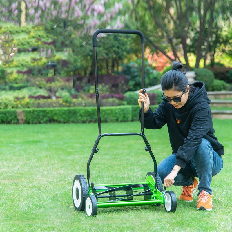 16 20 Inch Manual Push Lawn Mower Small Home Garden Grass Trimmer Foldable Adjustable Hand Mower Portable Lawn Care Tool