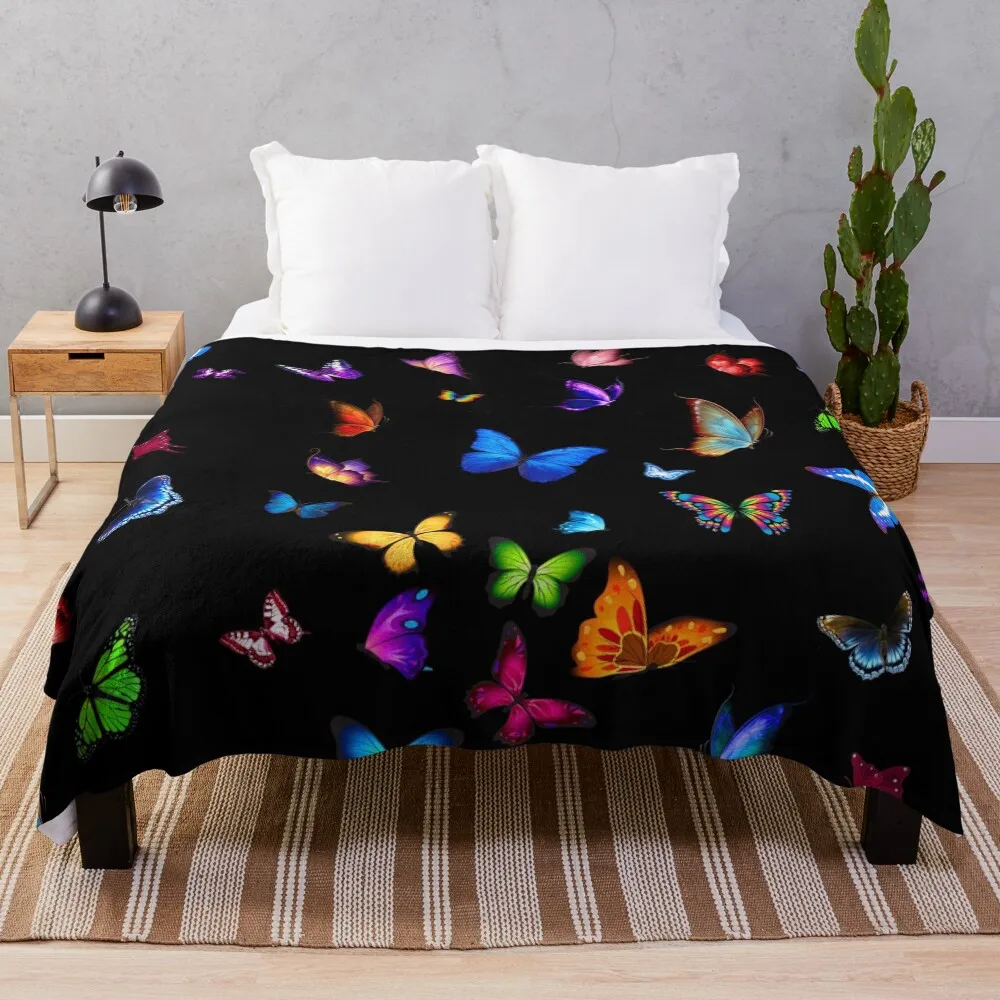 

BUTTERFLIES SHOW Throw Blanket Decorative Sofas Flannel Cute blankets ands Blankets
