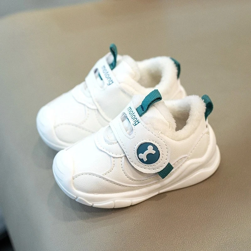 

2025 Winter Booties, Fleece-Lined Thickened Leather First Walkers Anti-Slip Toe Protection for 9-12 Month Infants