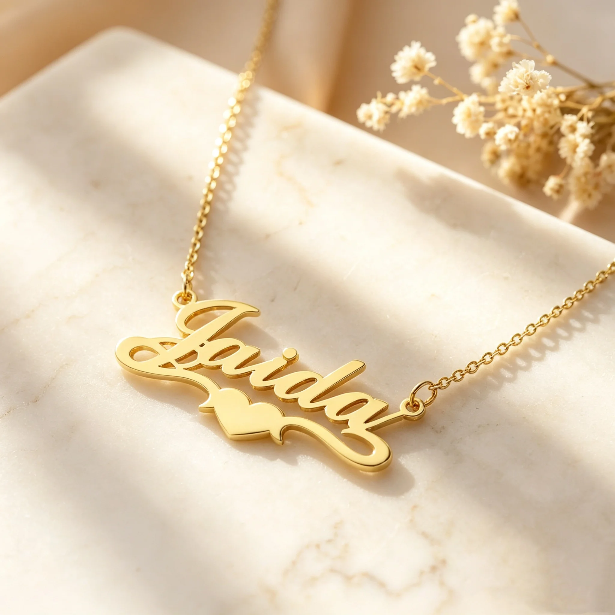 Custom Name Necklace Personalized Stainless Stee Heart Script Name Pendant Jewelry Gift For Women Birthday Anniversary Present