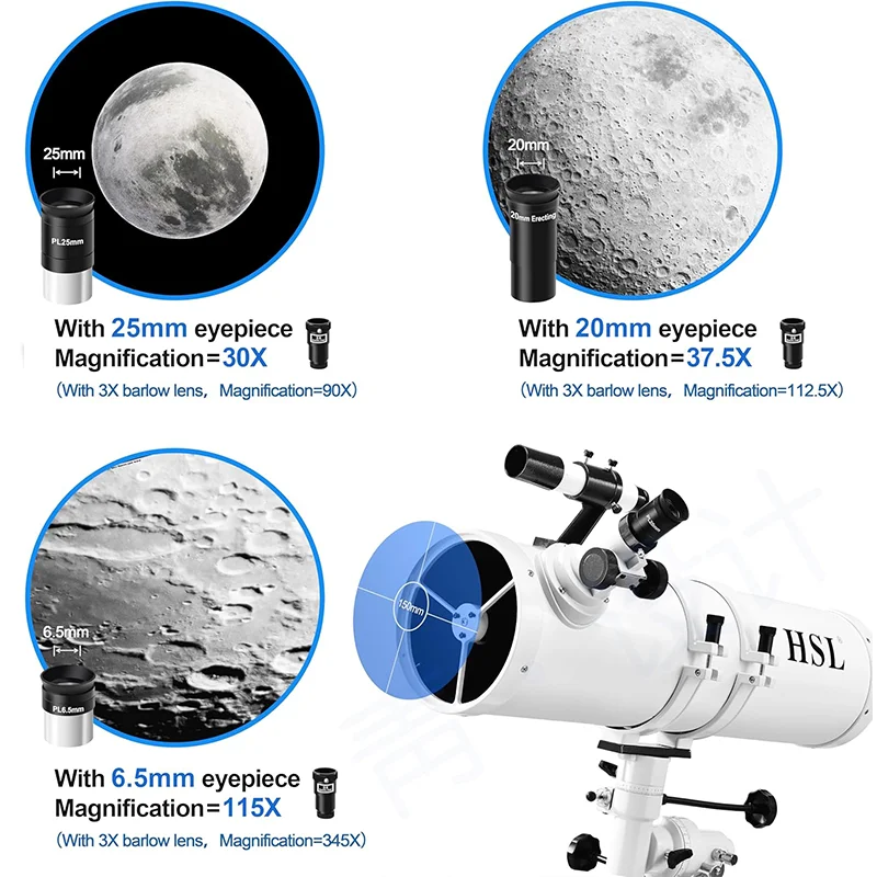 Astronomical Telescope 150750, top brand, 150eq, large aperture 150mm equatorial mount, high quality with tripod present