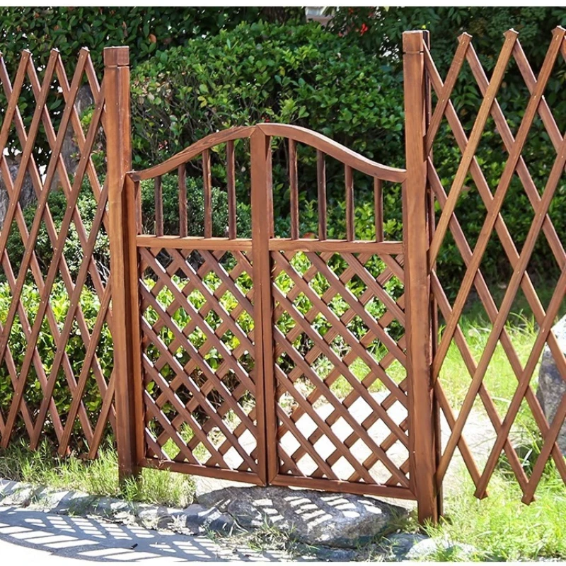 Garden grid door preservative wood flower stand fence gate fence garden