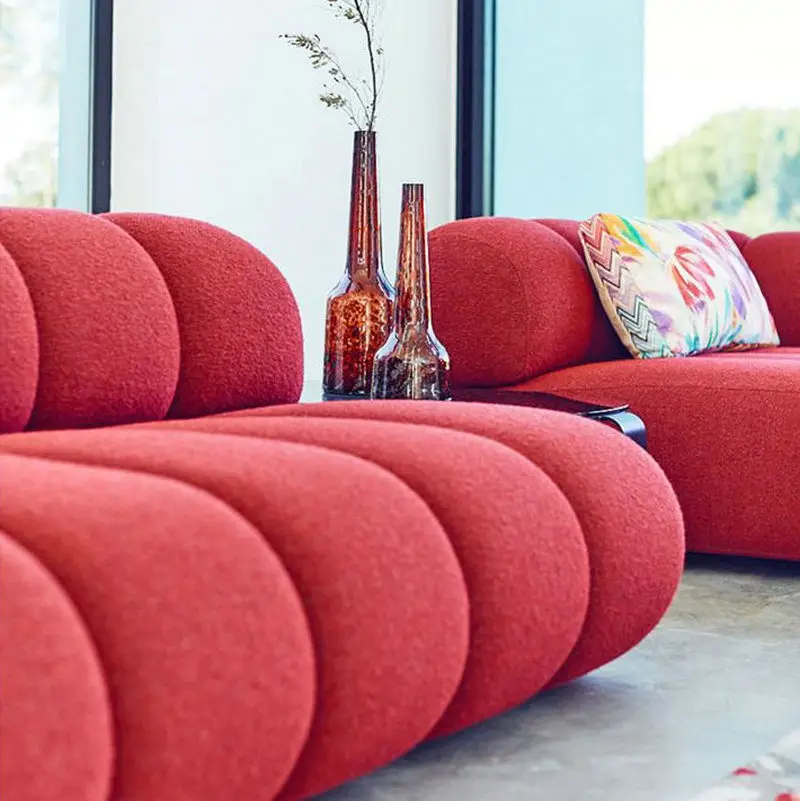 #Italian Design Velvet Living Room Sofas Teddy Upholstered Corner Couches Villa Modern Luxury Modular Sectional Sofa