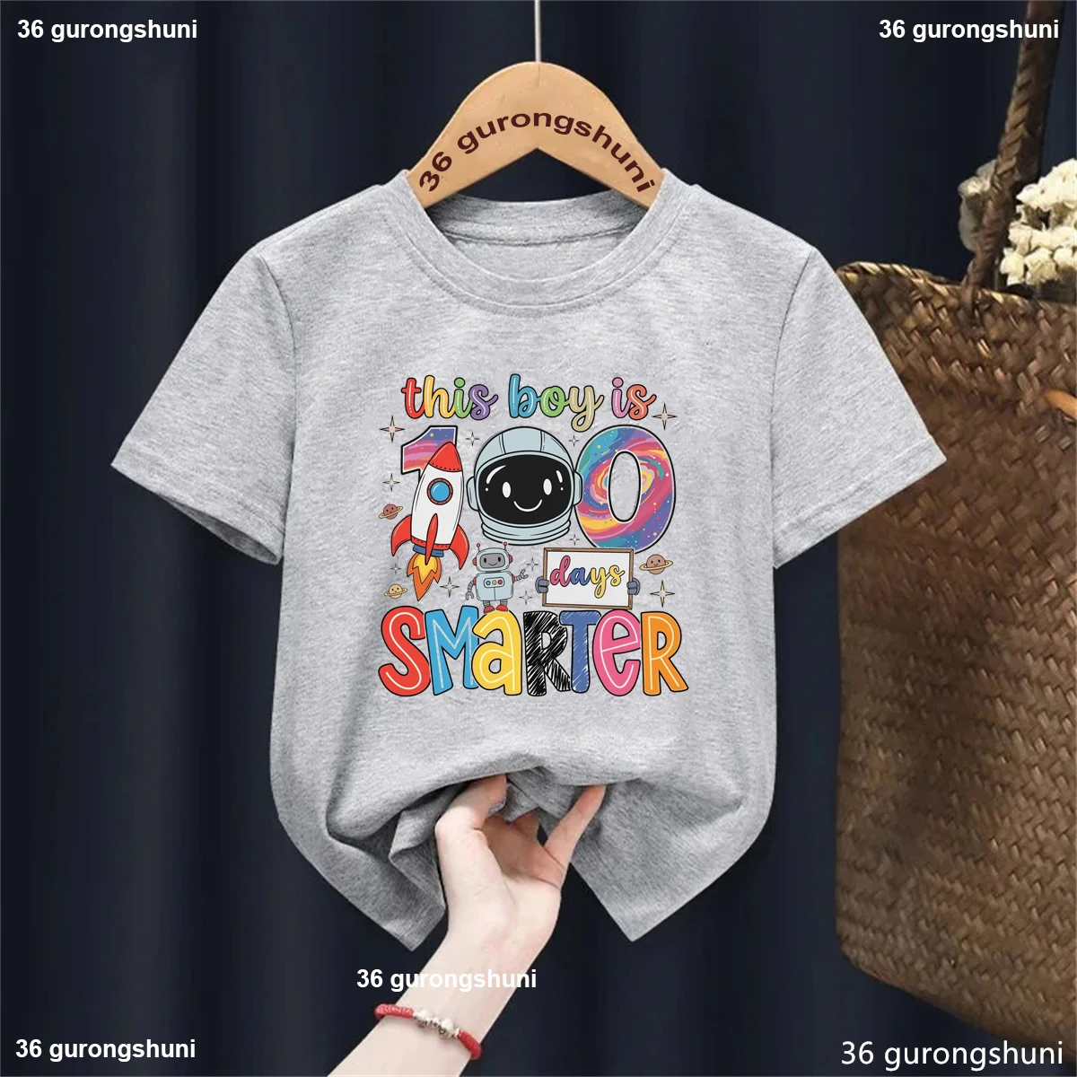 This boy is Smart for 100 Days, Astronaut Theme Of '100 Days Of School Back To School Season Cute Boy Tshirt Kindergarten Tshirt