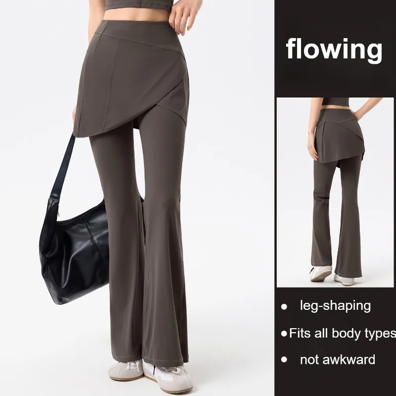 

Yoga Flared Pants Women Two Piece Look Booty Lifting Tummy Control High Waisted Draping Flare for Workout Gym Fashion Leggings