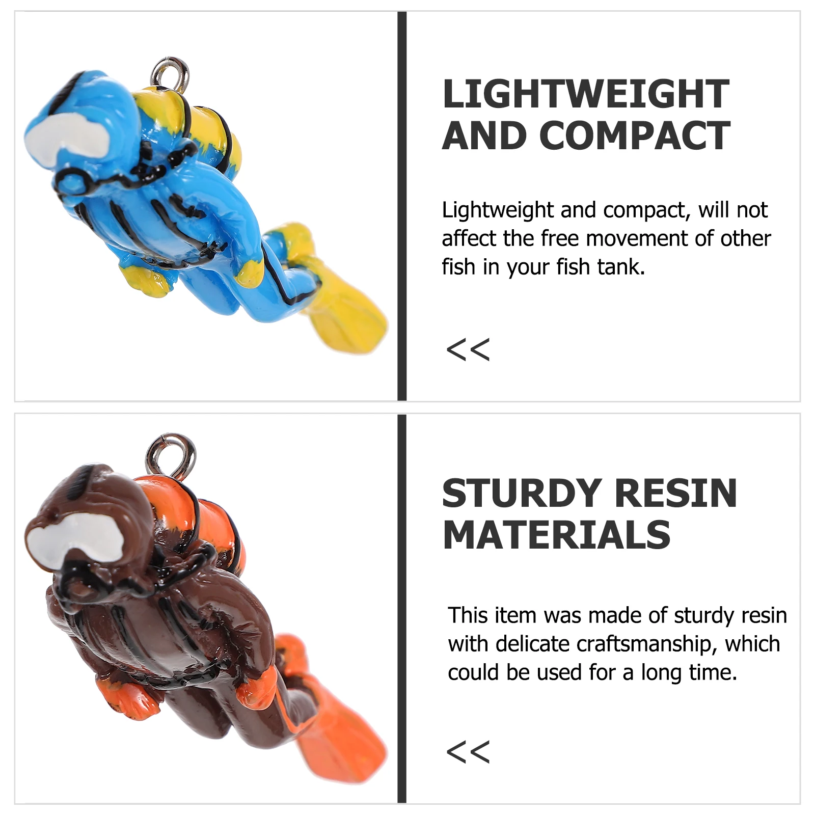 

2 set 2 Sets Resin Underwater Diver Fish Tank Decoration Aquarium Ornaments Lightweightaquatic Accessories Vivid Natural Scene