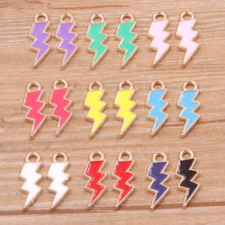 20Pcs 7*20mm 10 Color New Alloy Metal Drop Oil Lightning Charms Nature Pendant For DIY Bracelet Necklace Jewelry Making