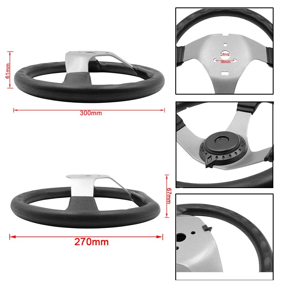 Complete Go Kart Front Power Steering Assembly 270MM/300MM Steering Wheel For DIY 110cc 125cc 150cc ATV Go Cart Golf Buggy UTV