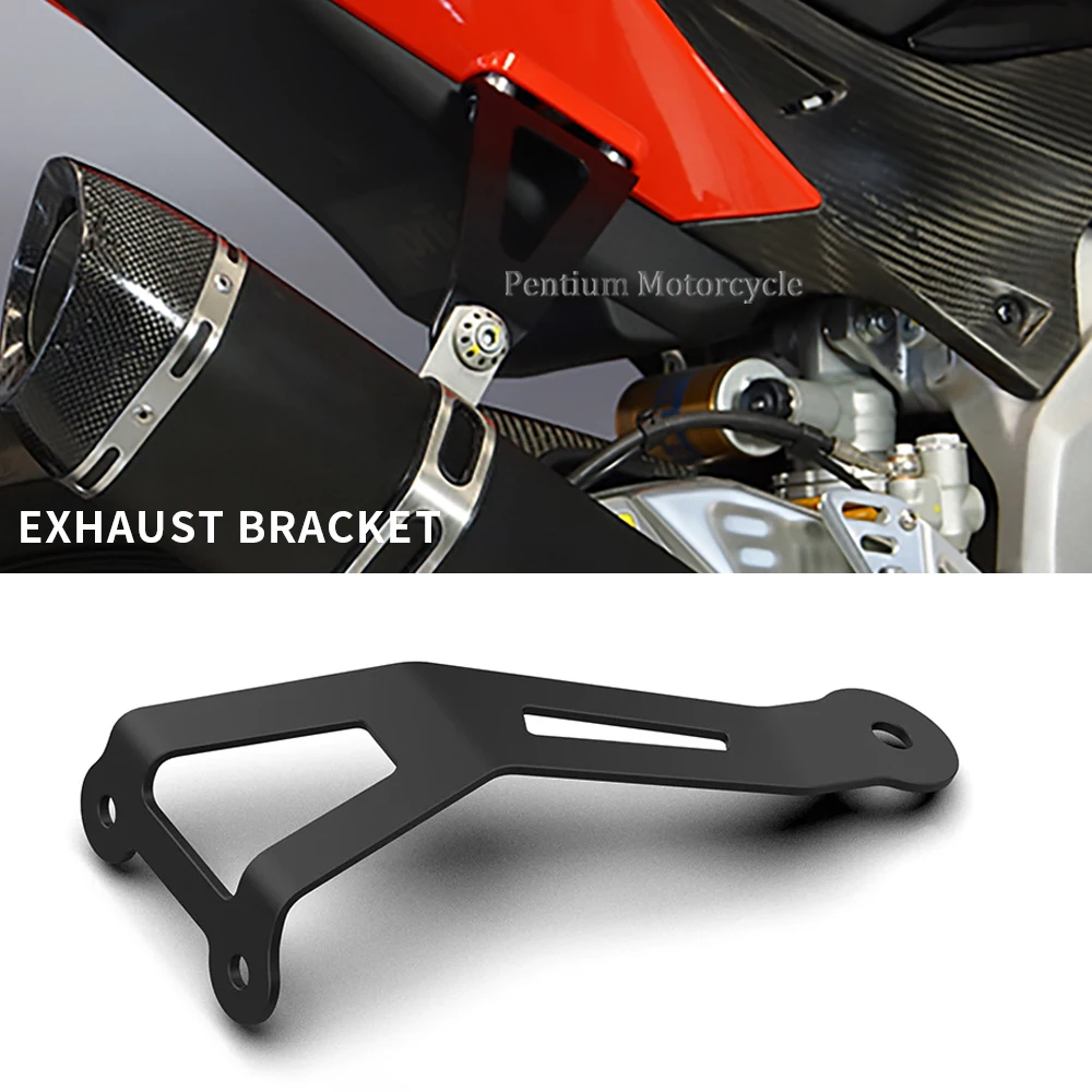 

For Aprilia RSV4 Tuono V4 2021 2022 2023 Motorcycle Aluminum Exhaust Hanger Bracket Black Accessories Muffler Support