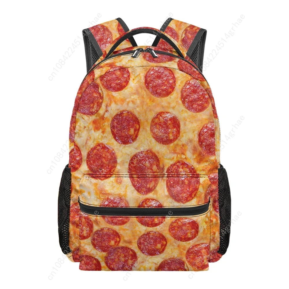 Delicious 3D Pizza Food Pattern All-over Print Student Backpack Custom Casual Suitable for Camping Lightweight and Easy To Clean