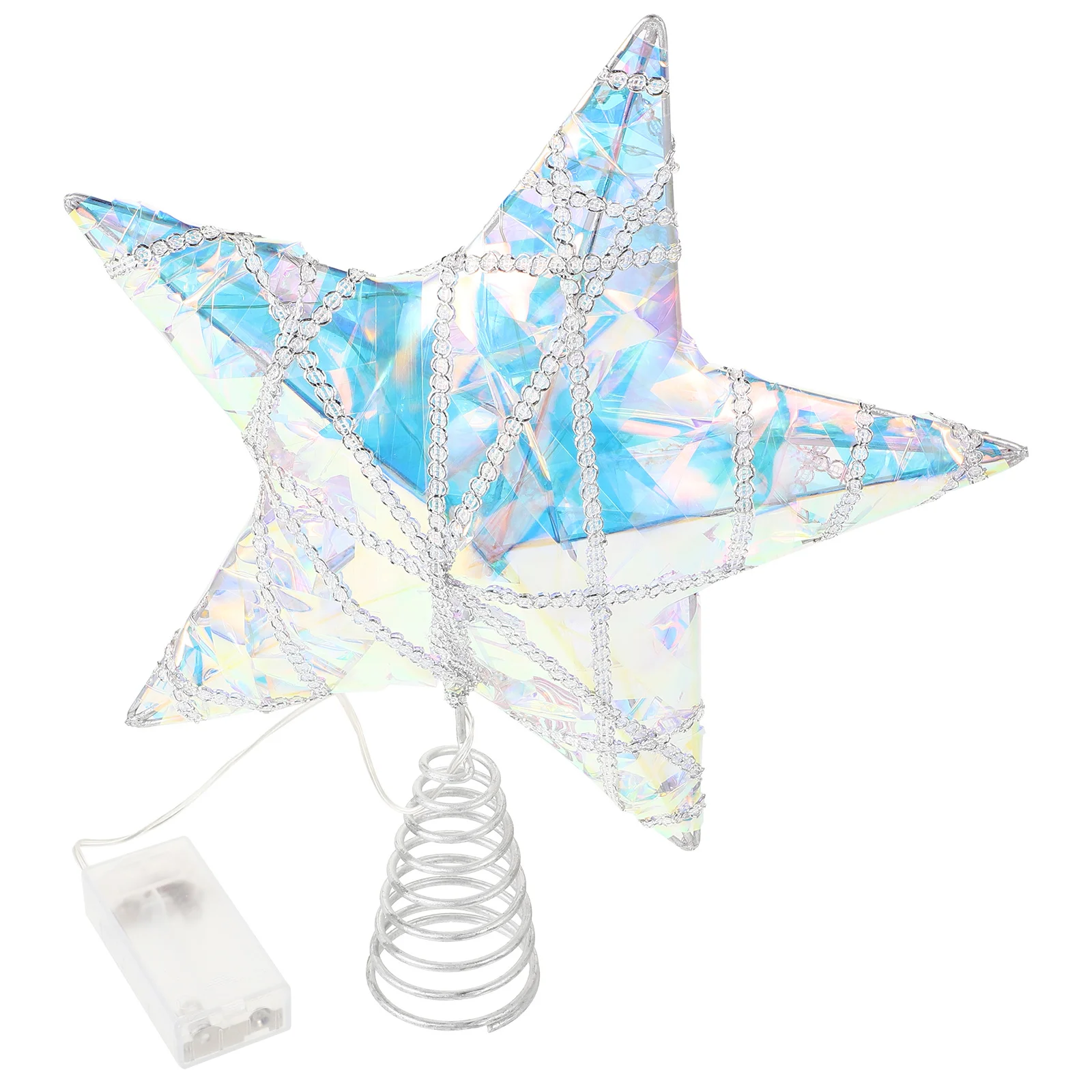 

Festive Christmas Tree Topper Star Lighted 5-Pointed Glittery Finish Elegant Xmas Tree Decoration Home Holiday