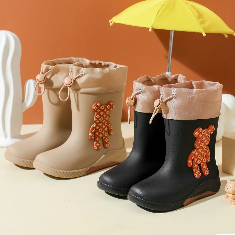 New children's rain boots Medium and large children's summer rain boots students outdoor non-slip waterproof shoes