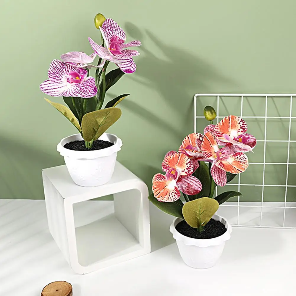 

30*22cm Fake Potted Plant Realistic Simulation Flower Butterfly Orchid Bonsai Office Potted For Home Wedding Party Decoration