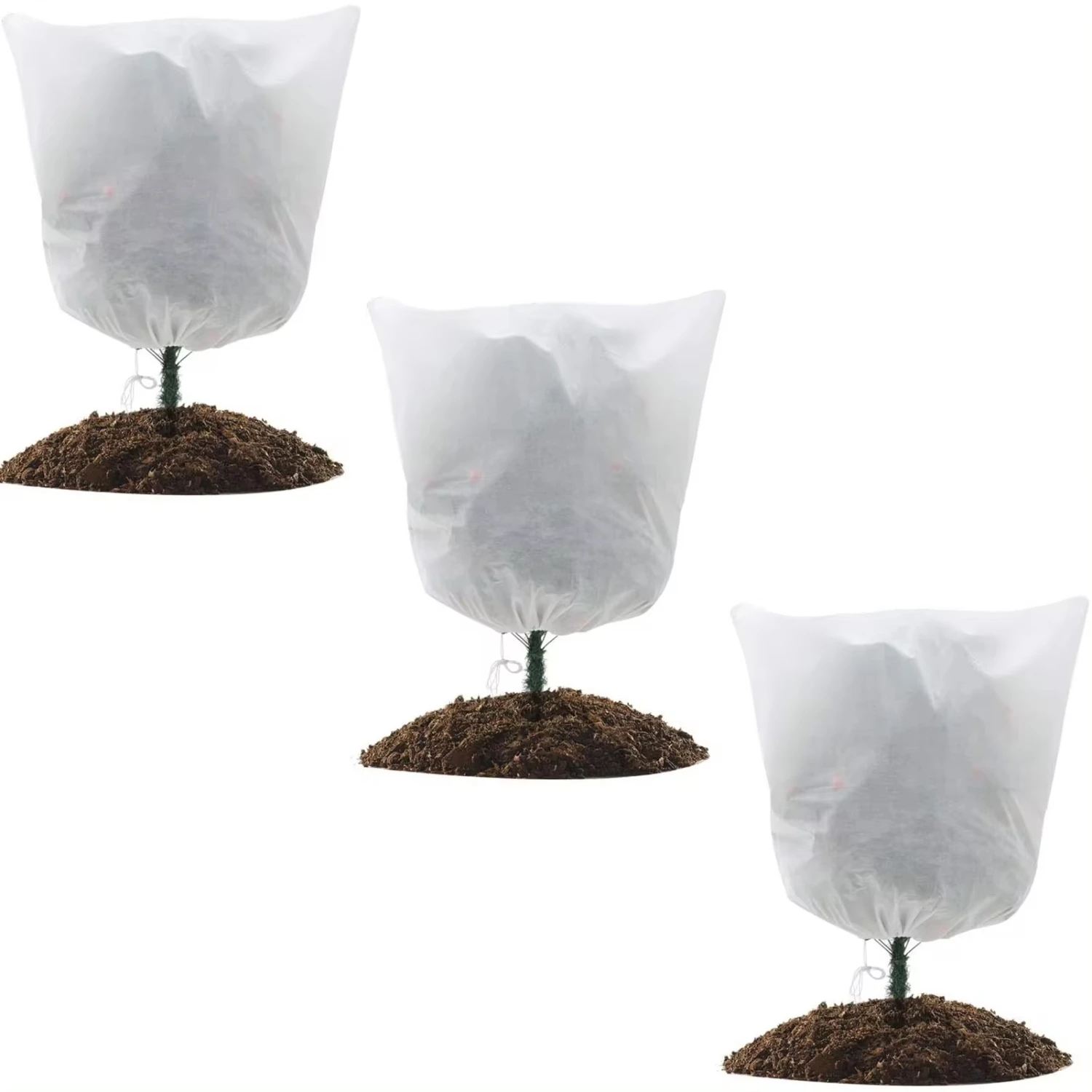 

New 3 Packs 39 x 39 Inches Plant Covers Freeze Protection 1.77 oz/yd², Frost Cloth with Drawstring, Shrub Jacket Winter Tree Co