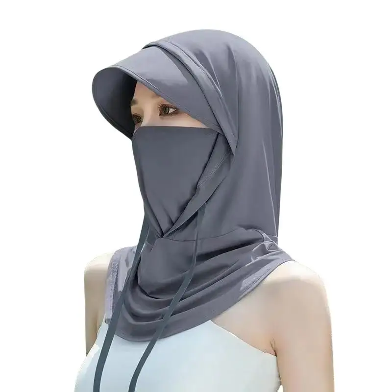 Eisseiden-UV-Schutz-Gesichtsmaske mit breiter Krempe, atmungsaktiv, für Radfahren, Wandern, Strand und Reisen – Detail 6