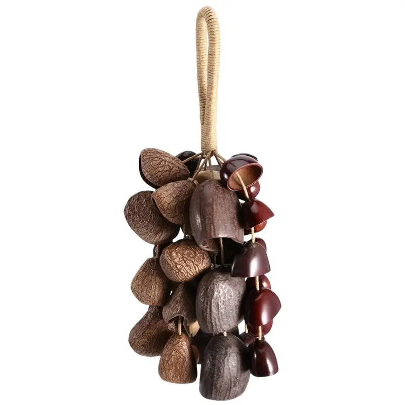 FSTE-Seed Shell Hand Rattle Percussion Instrument 3 Kinds Of 48 Natural Nut Shells For Meditation, ASMR, Sound Therapy, Yoga