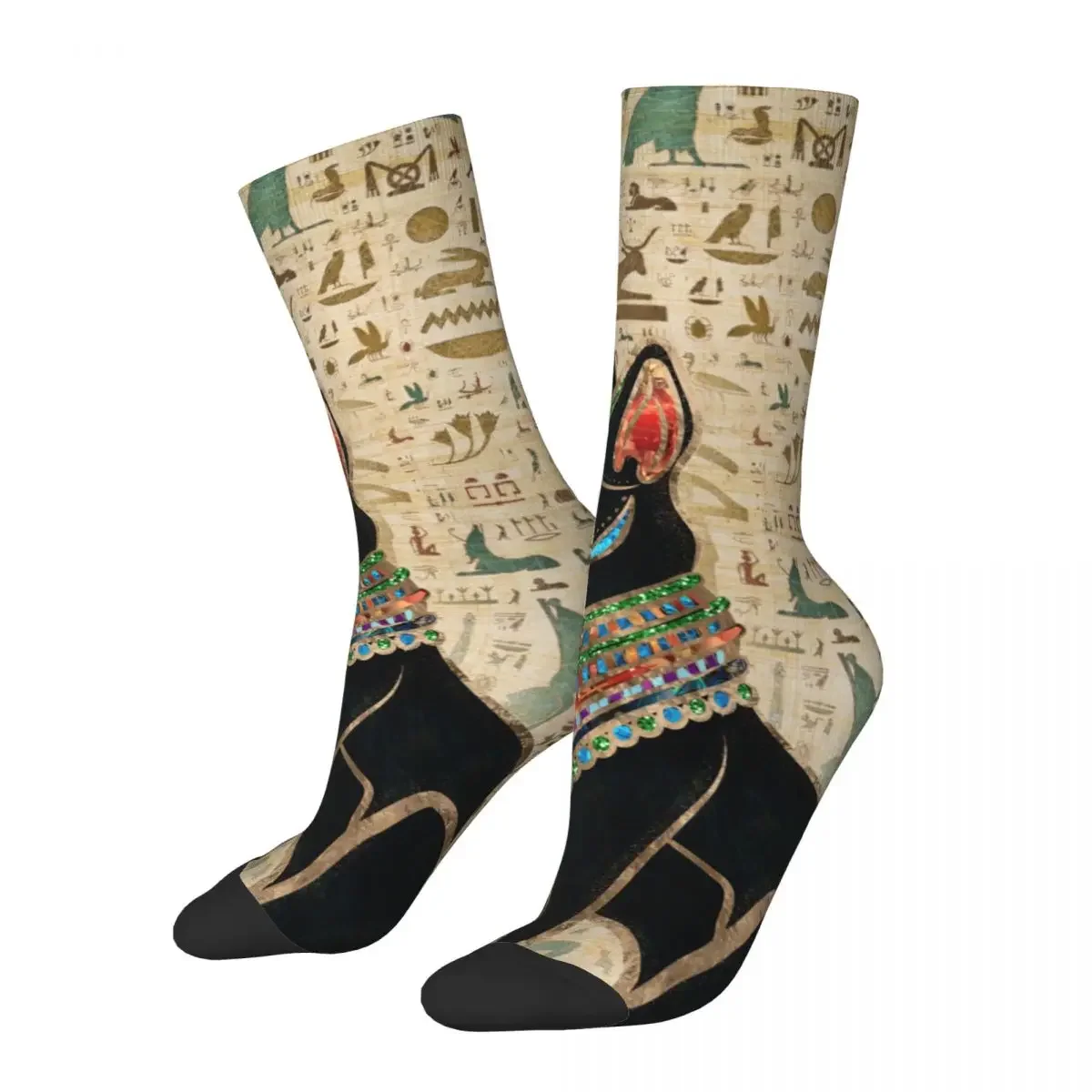 

Happy Funny Men's Socks Egyptian Cat Bastet Sock Egypt Pharaoh Ethnic High Quality Women's Stockings Spring Summer Autumn Winter