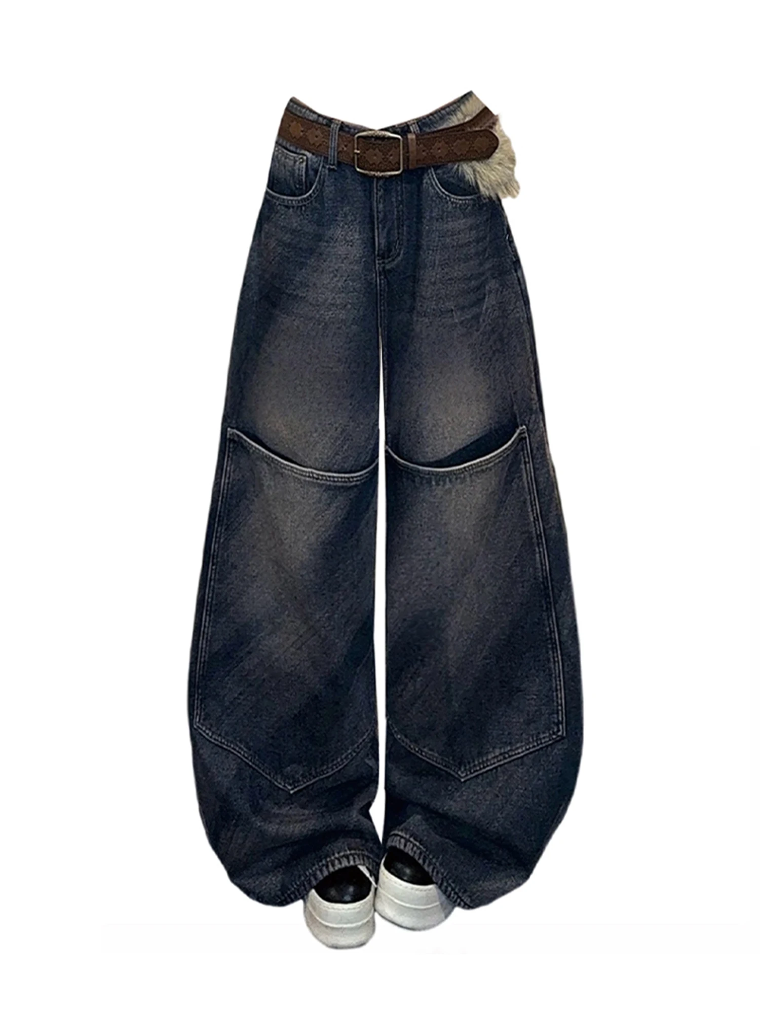 

Женские синие джинсы Y2K оверсайз в стиле гранж, широкие джинсы-брюки в винтажном стиле Харадзюку, свободные джинсы-бойфренды, альтернативная одежда 2026