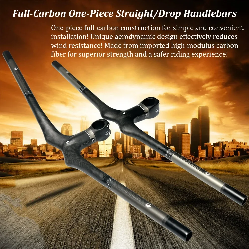 Full Carbon Integrated MTB Handlebar 3K Carbon One‑Piece Flat & Riser Bar Option for Mountain Bike & Balance Bike Bicycle Parts