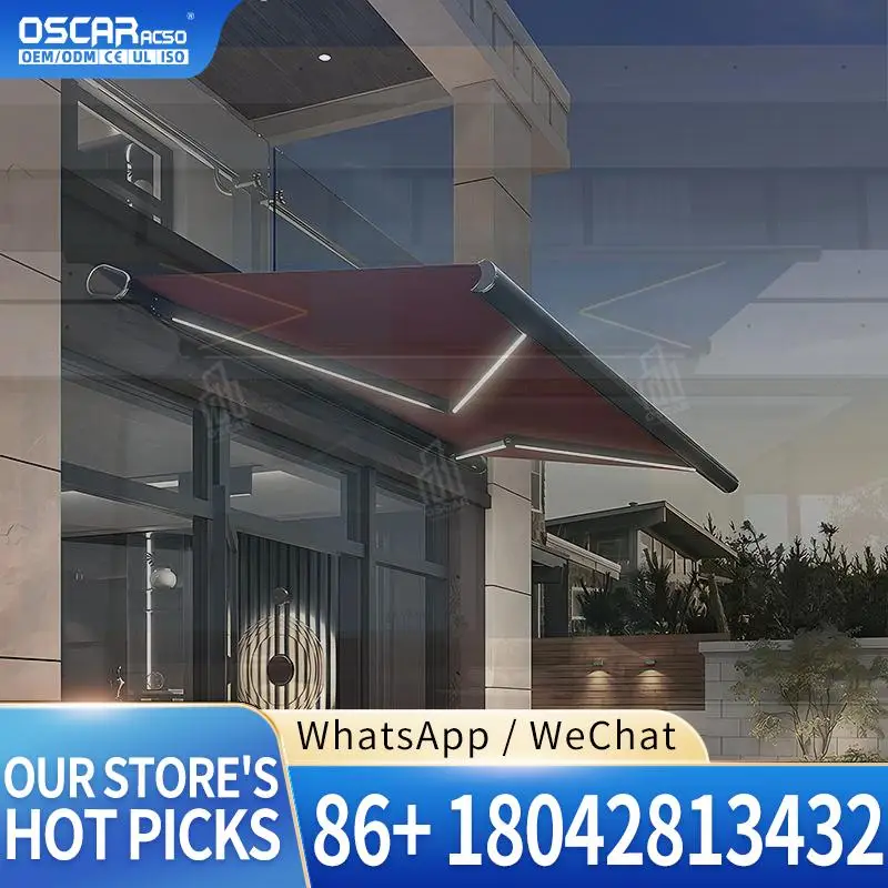 

Outdoor Electric Folding Arm Retractable Canopy Full Cassette Awning for Patio Garden Balcony in European Regions Retractable Aw