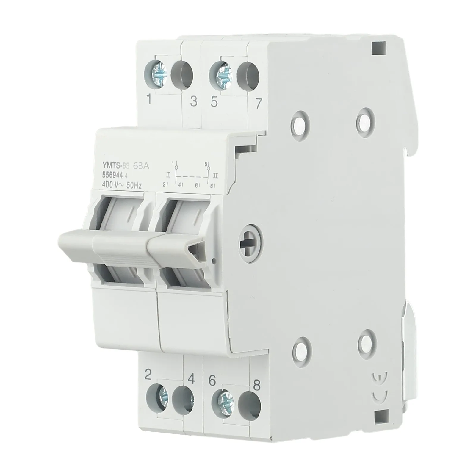 Single 2P Transfer Switch 40A 63A Rated for MTS Dual Power Systems AC400V For Interlock Circuit Breaker Integration