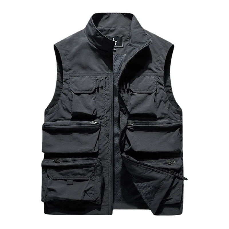 Summer Men's Lightweight Cargo Vests Quick Dry Men Hiking Wateproof Waistcoats Men Multi-pocket Fishing Work Sleeveless Jackets