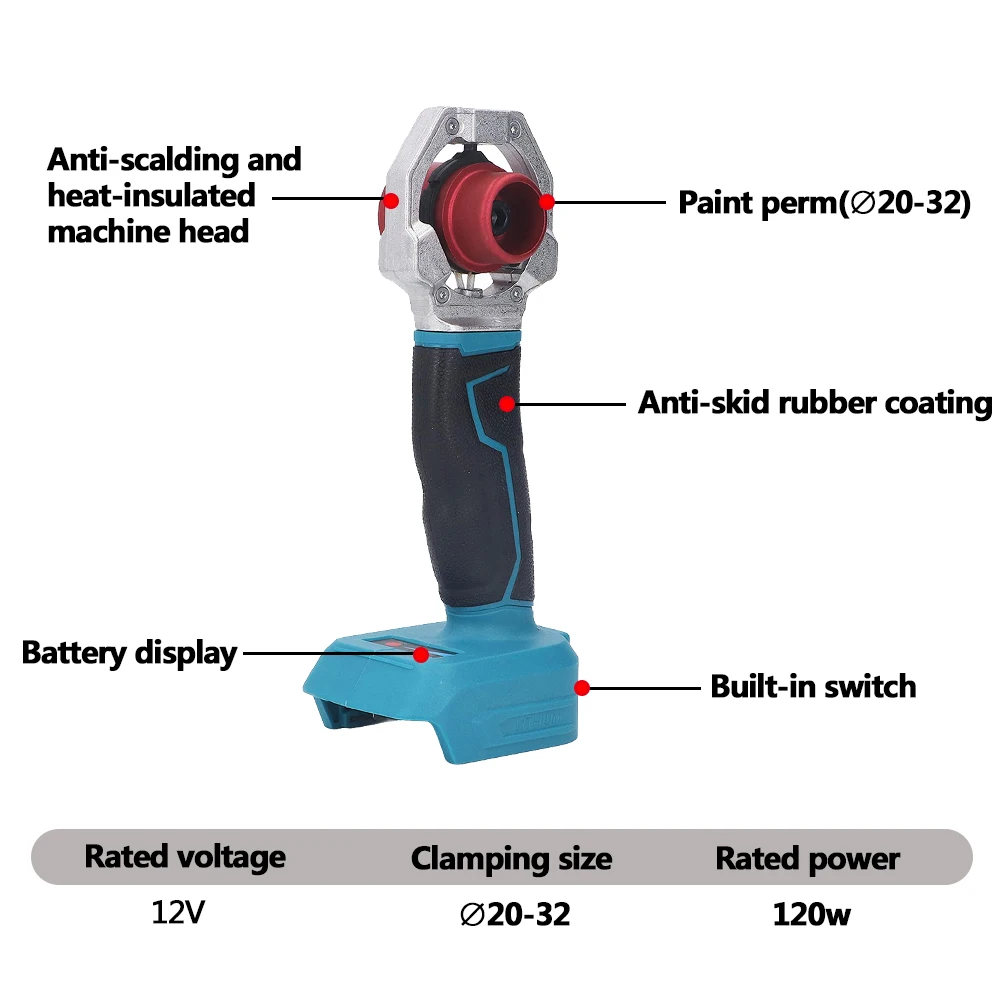 PPR Pipe Welding Machine Cordless Handheld Socket Fusions Welder Kit with 6 Die Heads for PE HDPE Pipe 340℃ Constant Temperature