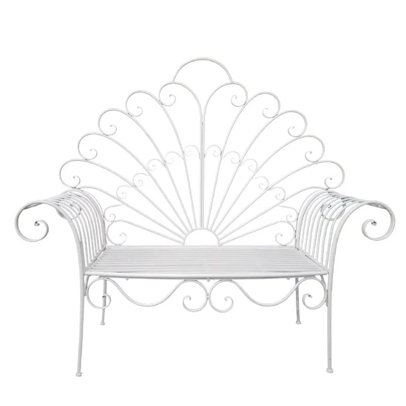 Wrought iron double chair bench garden villa courtyard decoration leisure chair outdoor balcony park backrest peacock chair