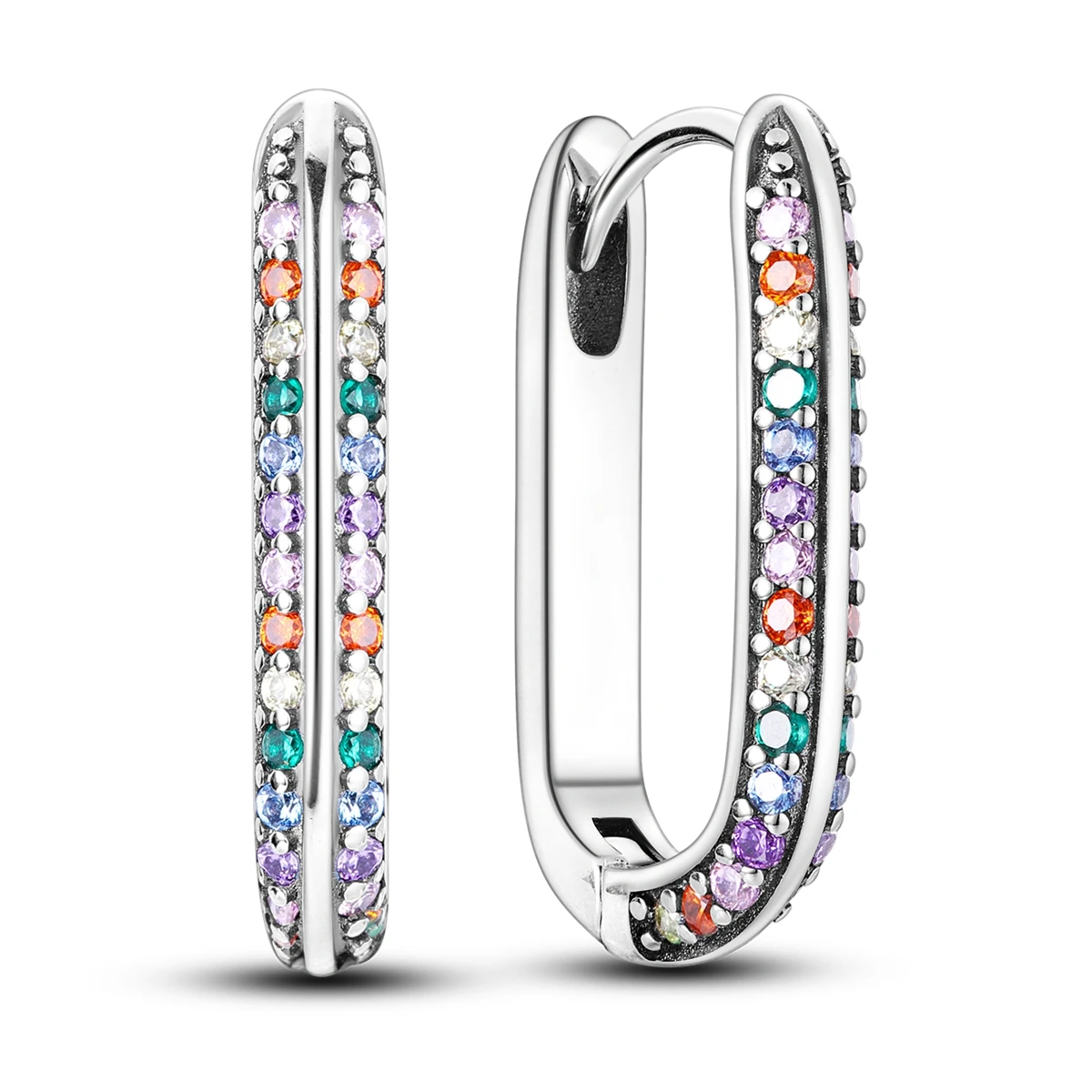 925 Silver Hoop Earring U Shape CZ Zircon Pendientes For Woman Fashion Wedding Engagement Jewelry