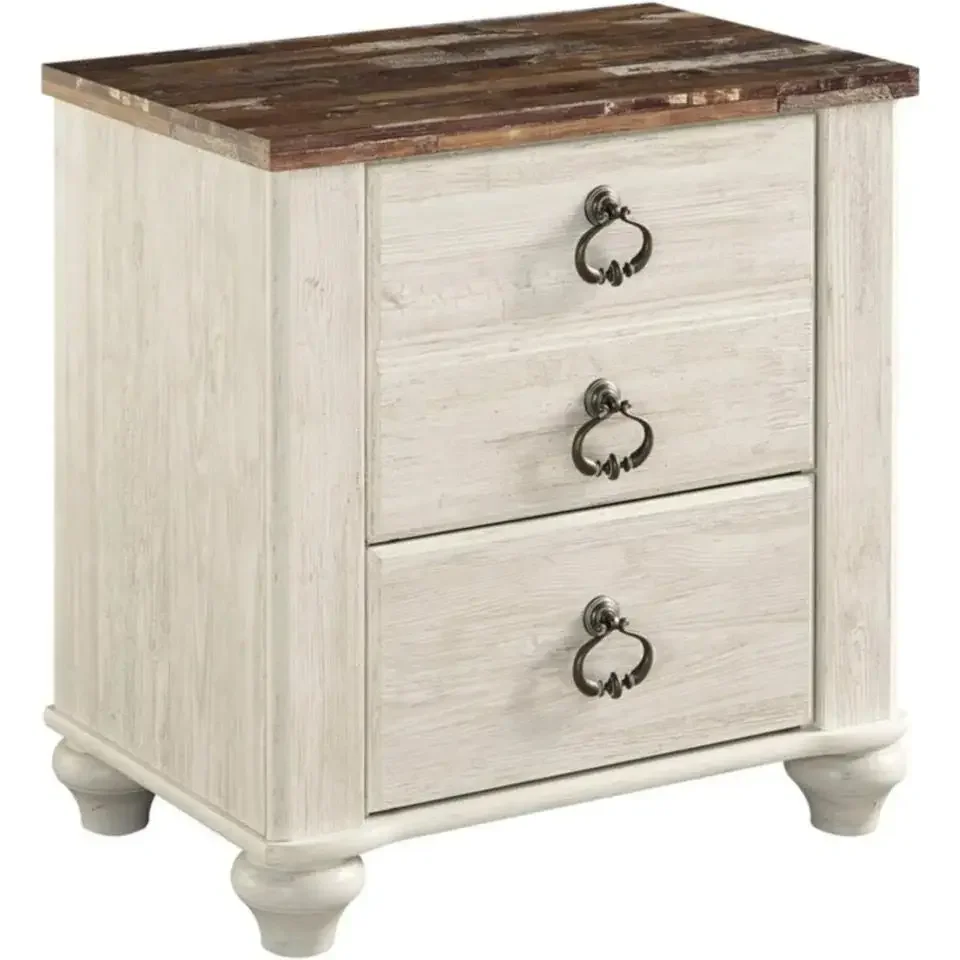 Wooden Nightstand 2Drawer For Bedroom Storage Shelves