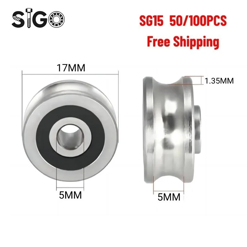 50/100PCS  Free Shipping SG15 Laser Embroidery Machine U-shaped Circular Groove Guide Roller Double Volleyball Bearing