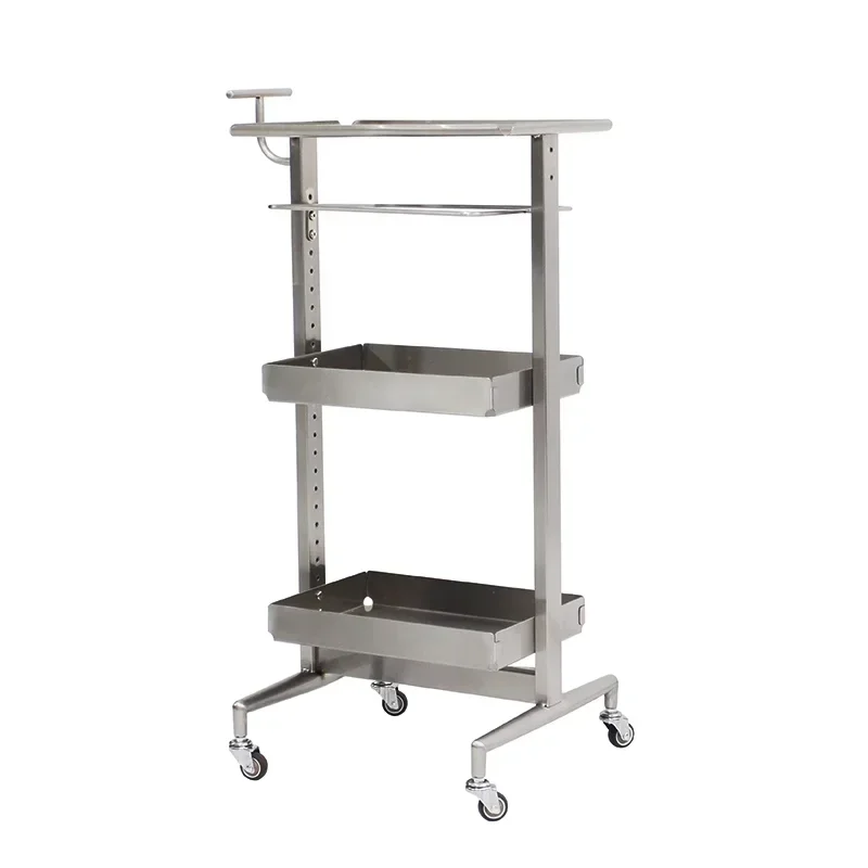 A  Hair Salon Japanese Tool Cart Barber Shop Stainless Steel Simple Perm and Dyeing Tool Cart