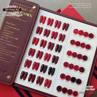 Eleanos 24pcs Fall Winter Red Gel Nail Polish Set With Leather Color Book Christmas Gift 15ml Chocolate Nail Paint Manicure Gel