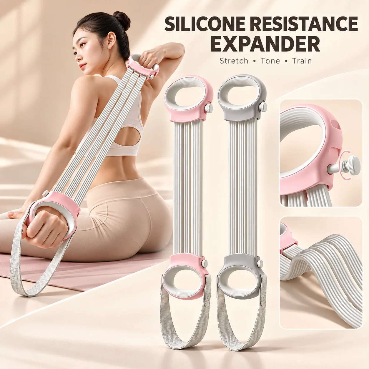 Adjustable Pedal Resistance Band Trainer Pull Rope for Core Chest Shoulder Arm Leg Strength Training Home Fitness Daily Exercise