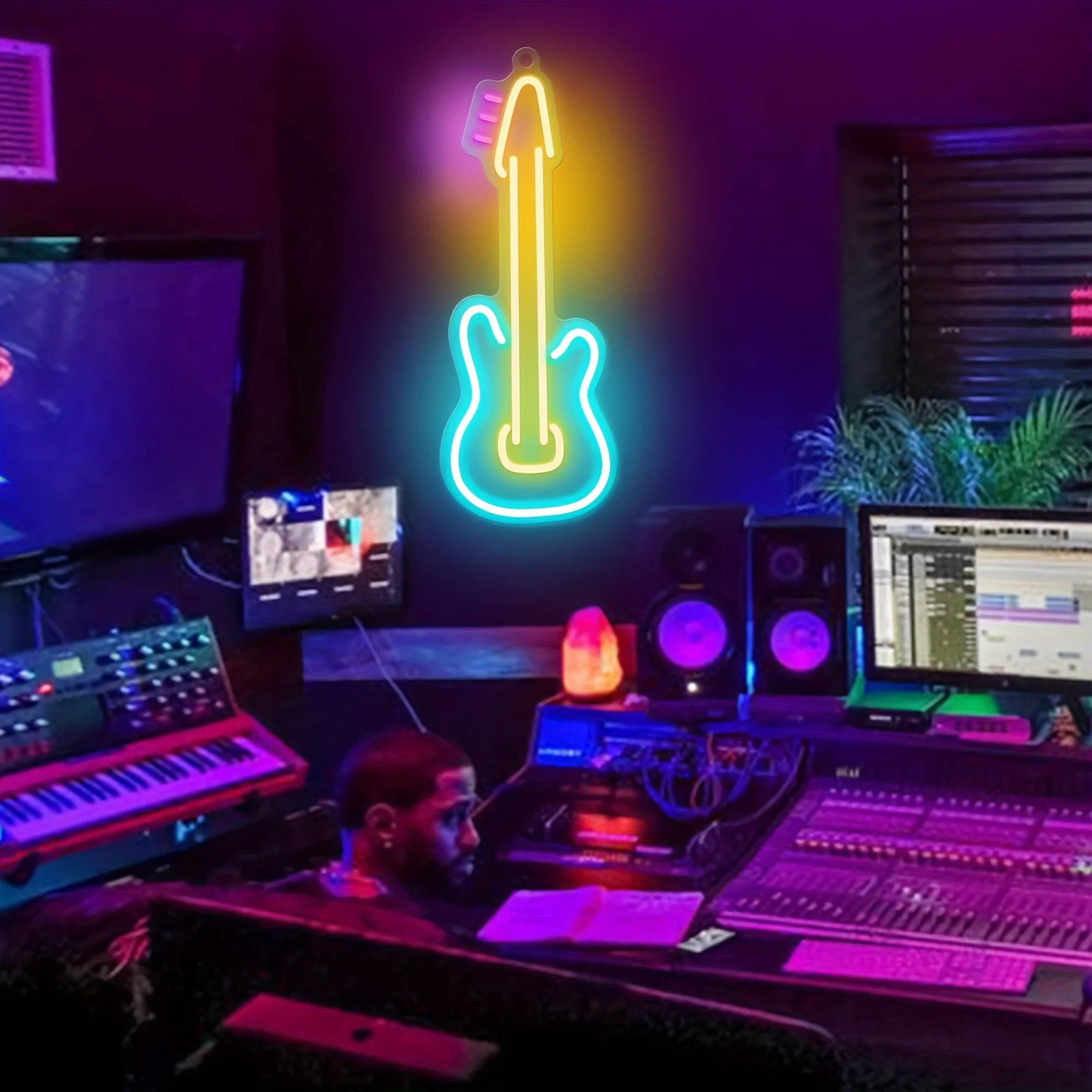 Vibrant LED Neon Guitar Light -Creates Magical Music Studio Atmosphere - Perfect Wall Decor &  Music Lovers Gift