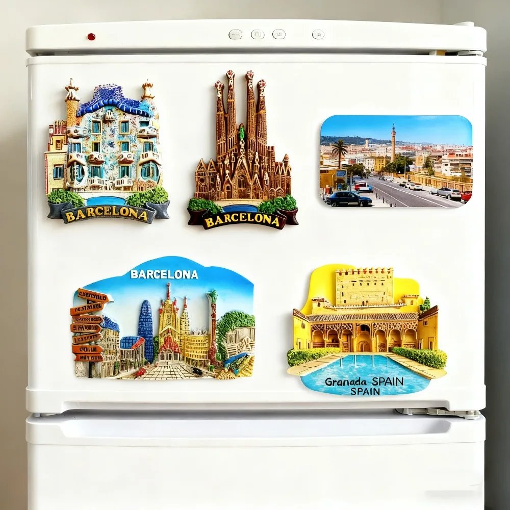 Beautiful 3D Barcelona Spain Fridge Magnet, Resin Souvenir for Refrigerator, Unique Spanish Travel Memory Gift & Home Decor