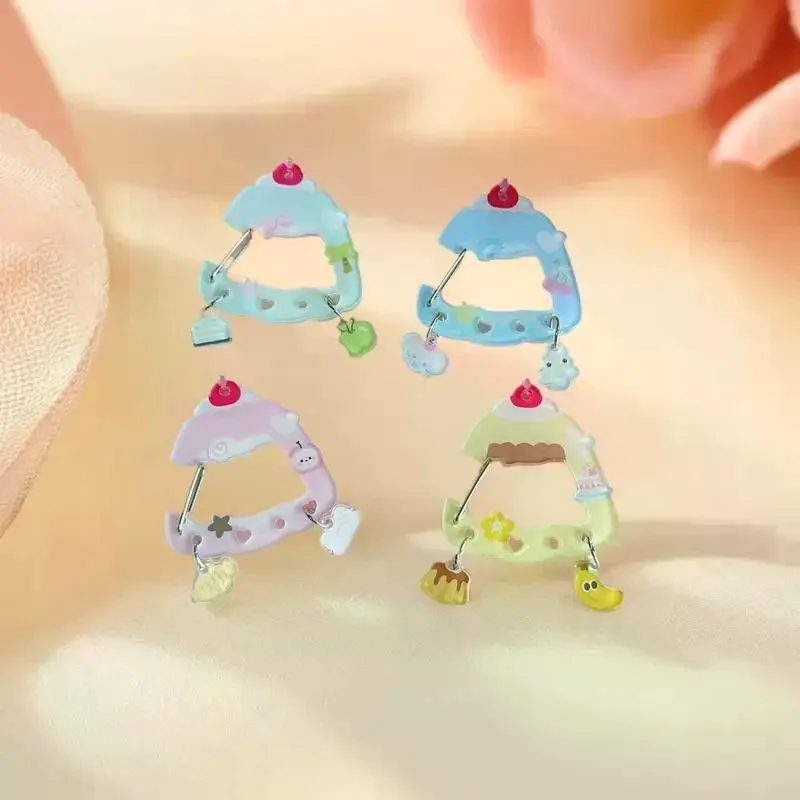 Cute Dessert Cake Pendant Carabiner Mountaineering Buckle Kawaii Acrylic Keychain Multipurpose Keyring Hook Bag Hanging Gifts