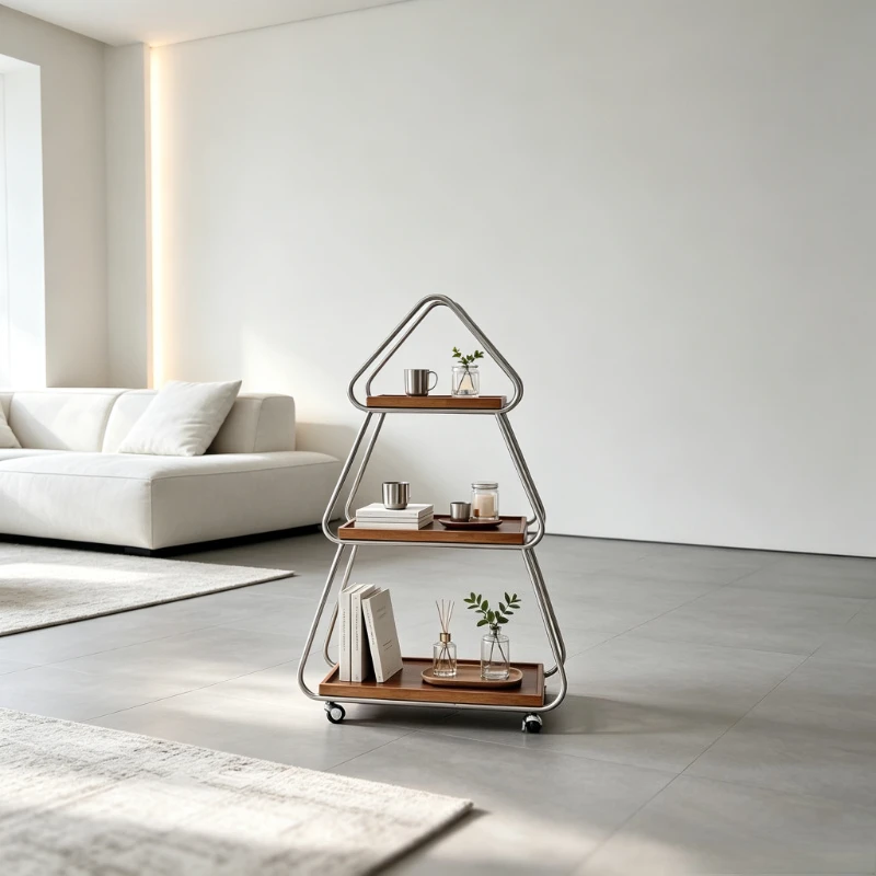 Creative Christmas Tree-shaped Rack, Retro Multi-tier Organizer Stand with Wheels, Snack Storage Display Shelf for Living Room.