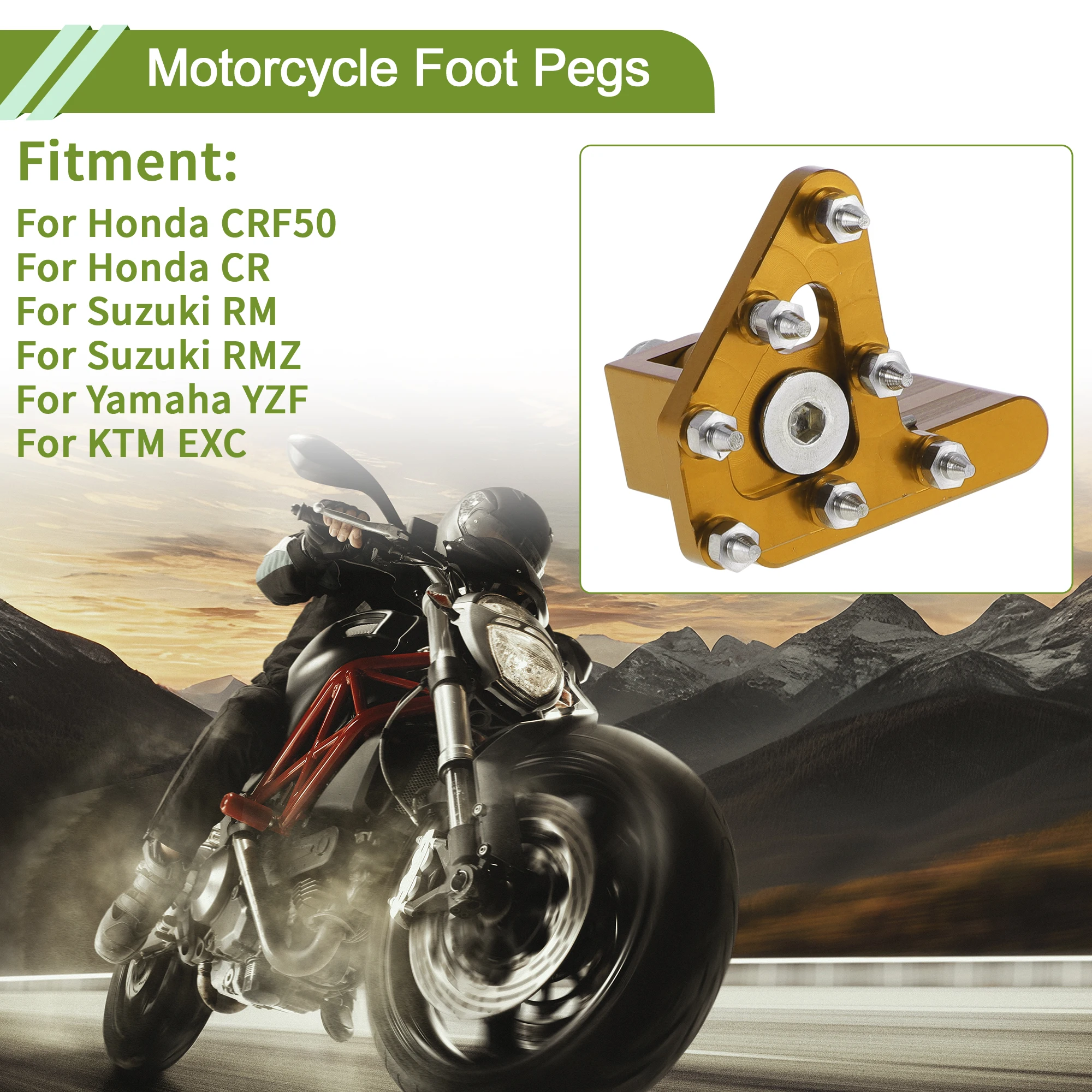 UXCELL Motorcycle Foot Pegs for Honda CRF50 Footrests Footpeg Foot Pedal Gold Tone 1 Pc